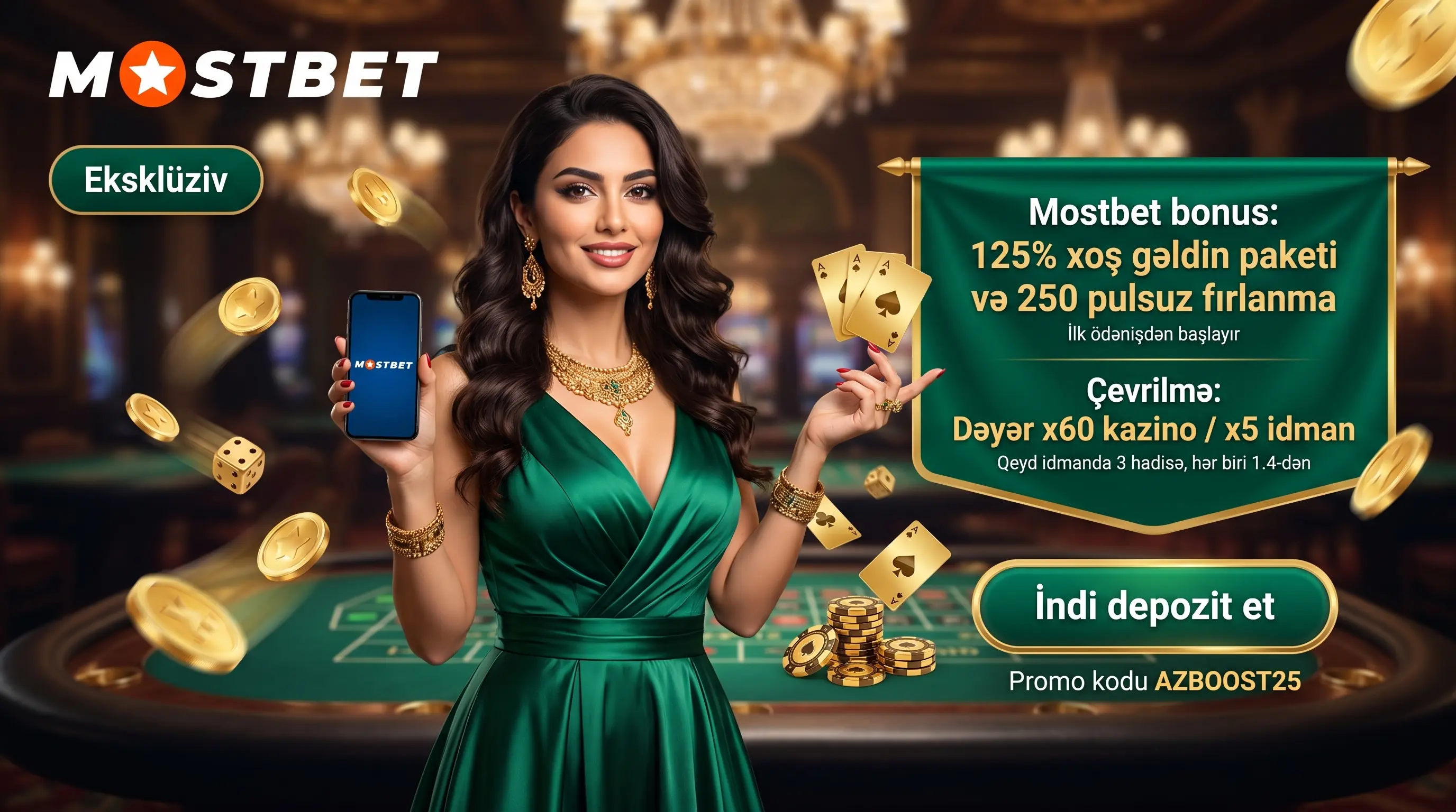 Mostbet bonus: 125% xoş gəldin paketi və 250 pulsuz fırlanma